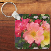 Rood gele rozenbloem Rozen Kernring Sleutelhanger (Voorkant)