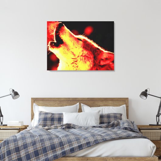 Rood gele tonnen grijze wolf omgepakt Canvas (Insitu (Slaapkamer))
