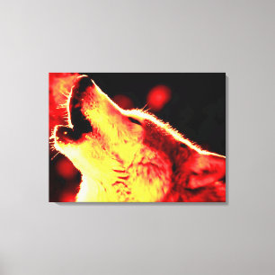 Rood gele tonnen grijze wolf omgepakt Canvas Afdruk