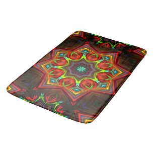 Rood gele, verdraaide sterrenkaleidoscoop met acht badmat