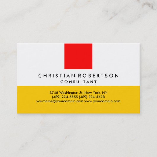 Rood gele witte vlek Modern Visitekaartje (Voorkant)