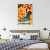 Rood-geleide vrouw wacht op Poster vogels op ballo Canvas Afdruk (Insitu (Slaapkamer))