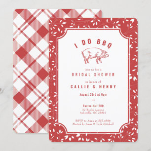 Rood gelid varken I DO BBQ Bridal Shower Invitatio Kaart