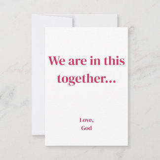 Rood geloof We zitten hier samen in. notitiekaarte Notitiekaartje