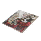 Rood gemarmerd abstract ontwerp tegeltje (Zijkant)