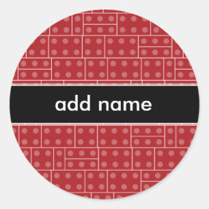 Rood Geometrisch bouwsteenpatroon Ronde Sticker