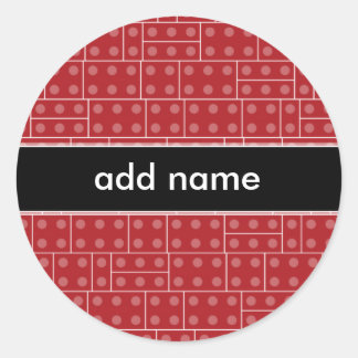 Rood Geometrisch bouwsteenpatroon Ronde Sticker