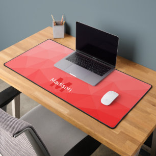 Rood Geometrisch Mesh Patroon monogram Bureaumat