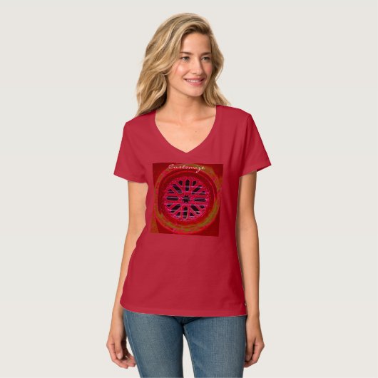 Rood geometrisch ontwerp t-shirt (Voorkant volledig)