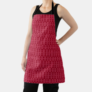 Rood geometrisch ornament retro schort