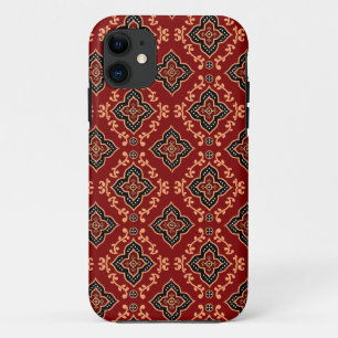 Rood geometrisch patroon / Indiase print iPhone 11 Hoesje