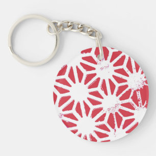 Rood geometrisch patroon sleutelhanger
