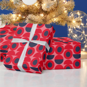 Rood Geometrisch Patroon Verpakkend Document Cadeaupapier