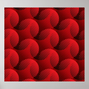 Rood Geometrisch: Raster Line Art Poster