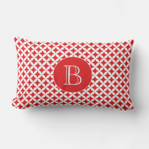 Rood Geometrisch Shippo Patroon Custom Monogram Kussen