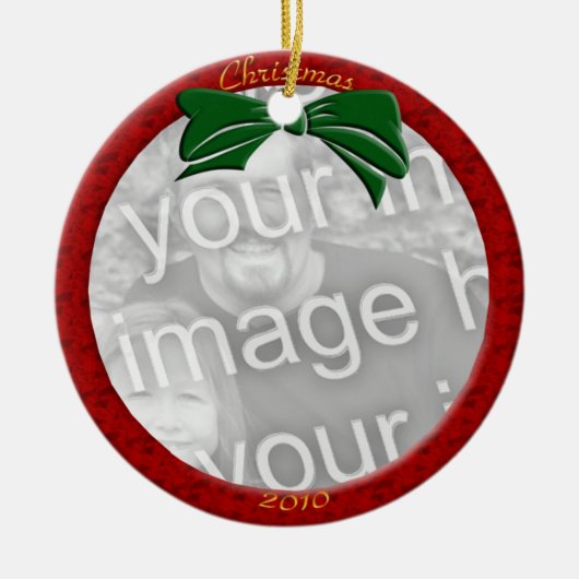 Rood gepersonaliseerd foto Ornament (Voorkant)