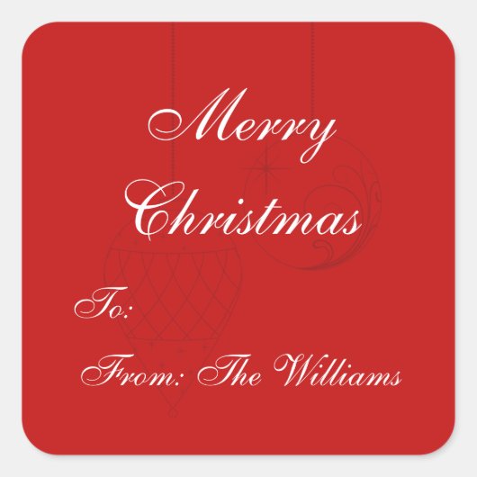 Rood Gepersonaliseerde Kerst Gift Label Stickers (Voorkant)