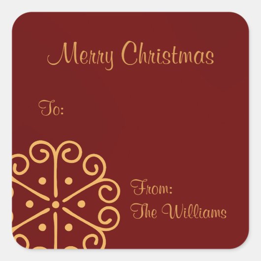 Rood Gepersonaliseerde Kerst Gift Label Stickers (Voorkant)