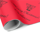 Rood gepersonaliseerde Merry Kerstbell matte finis Cadeaupapier (Rol Hoek)