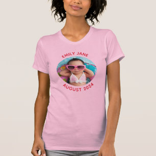 Rood Gepersonaliseerde Ronde Familie Foto T-shirt