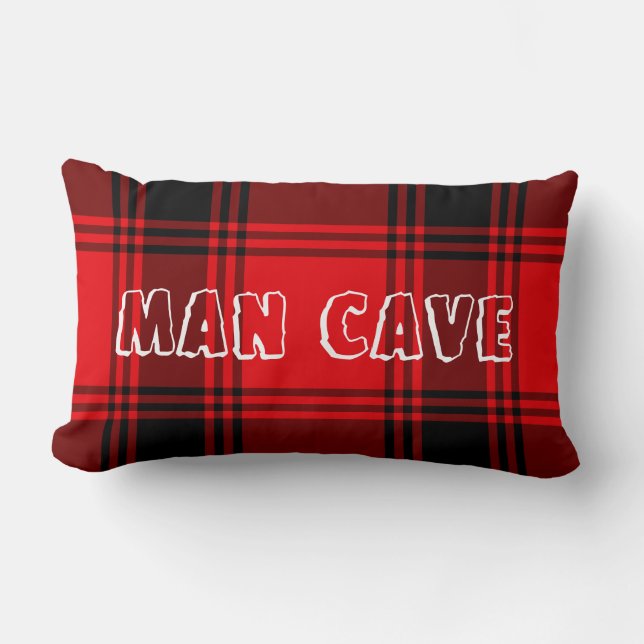 Rood geplakt Man Cave Lumbar Sierkussen Kussen (Voorkant)