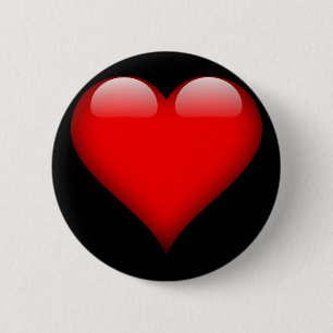 Rood gepolijst hart ronde button 5,7 cm