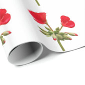 Rood Geranium bloemen inpakpapier (Rol Hoek)