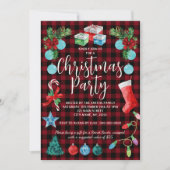 Rood geruit kerstfeest kaart (Voorkant)