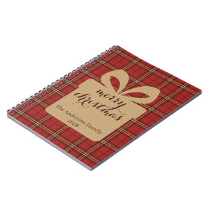Rood geruit Kerstmis Festief Patroon - Notitieboek