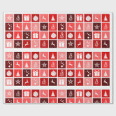Rood geruit kerstpatroon cadeaupapier (Vlak)