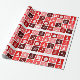 Rood geruit kerstpatroon cadeaupapier