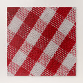 Rood geruit: stof tafelkleed textuur. legpuzzel (Horizontaal)