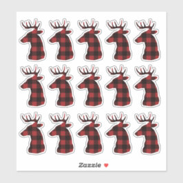 Rood geruite rendieren 15-pack sticker Stickers