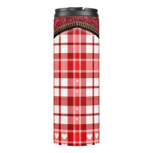 Rood geruite rits thermosbeker (Achterkant)