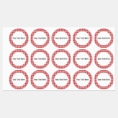 Rood geruite, rode Gingham waterdicht Labels (Vel)