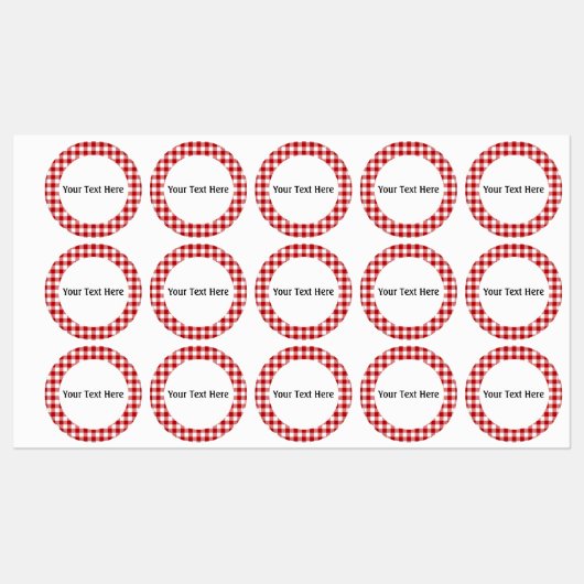 Rood geruite, rode Gingham waterdicht Labels (Vel)