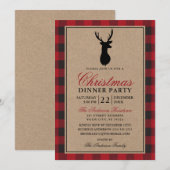 Rood geruite rustieke kerst diner feest Kraft Kaart (Voorkant / Achterkant)
