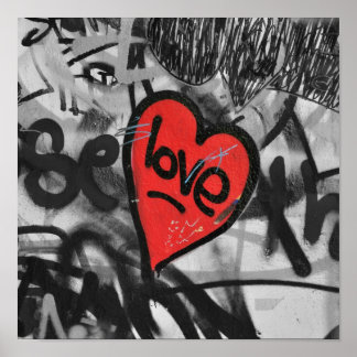rood geschilderd hart poster