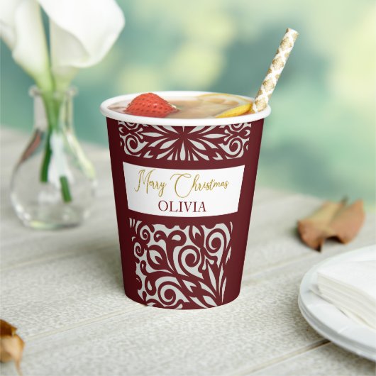 Rood gesneden kerstversieringen papieren bekers (Insitu)