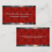 Rood gestoffeerde metalen afwerking visitekaartje (Voorkant / Achterkant)