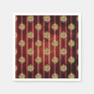 Rood gestreept goud zon gezicht patroon  gotisch servet