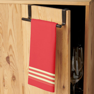 Rood +  Gestreepte Afwerking Keuken Handdoek