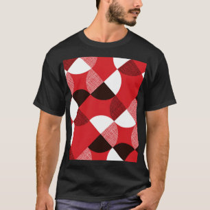 Rood gestructureerd diagonaal dynamisch patroon t-shirt