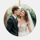 Rood getrouwd en helder eerste kerst botanisch keramisch ornament (Achterkant)