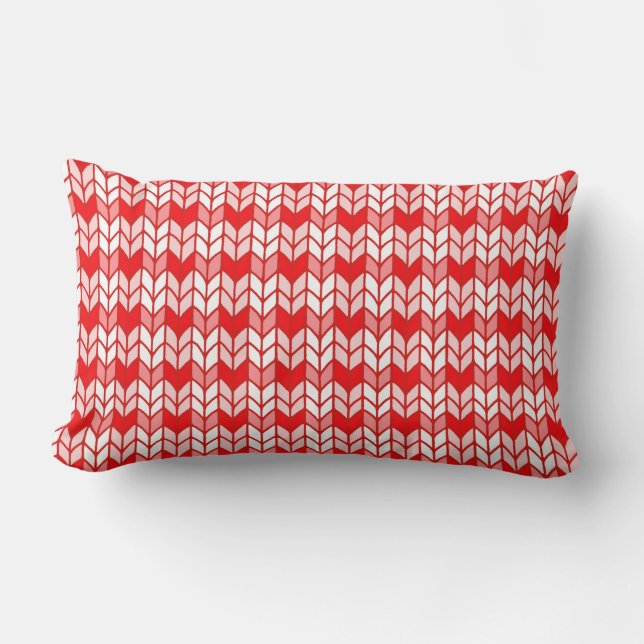 ROOD GINGHAM GEBREID Lumbaal Kussen (Voorkant)