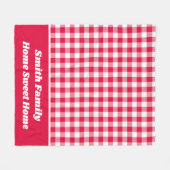Rood Gingham met Roodnaamgrens Fleece Deken (Voorkant (Horizontaal))