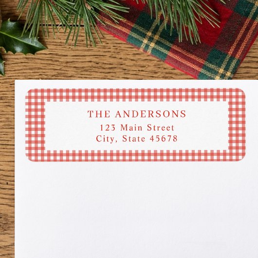 Rood Gingham Retouradres Etiket