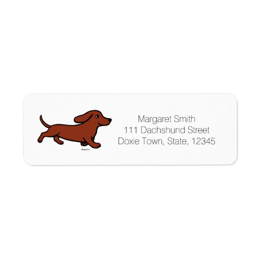 Rood Glad Dachshund Hardlopen Etiket (Voorkant)