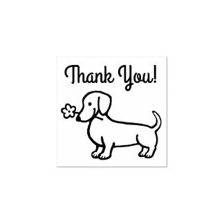 Rood Glad Dachshund Kleine bloem Rubberstempel