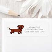 Rood Glad Haired Dachshund 2 retourlabels Etiket (Insitu)